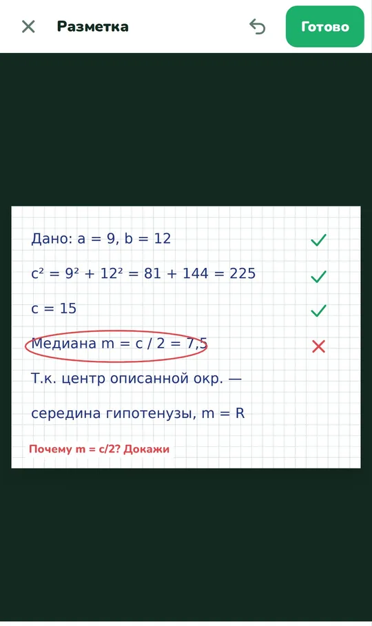 Разметка фото решения: галочки и замечания красной ручкой